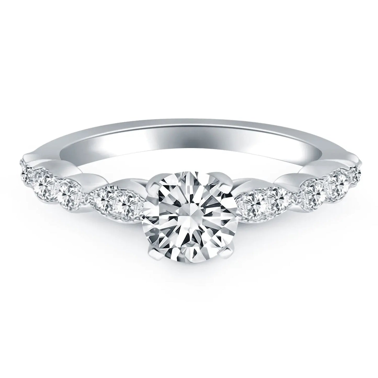 14k White Gold Fancy Shaped Diamond Engagement Ring RCJ Rings  CELESTIA LUXE JEWELLERS