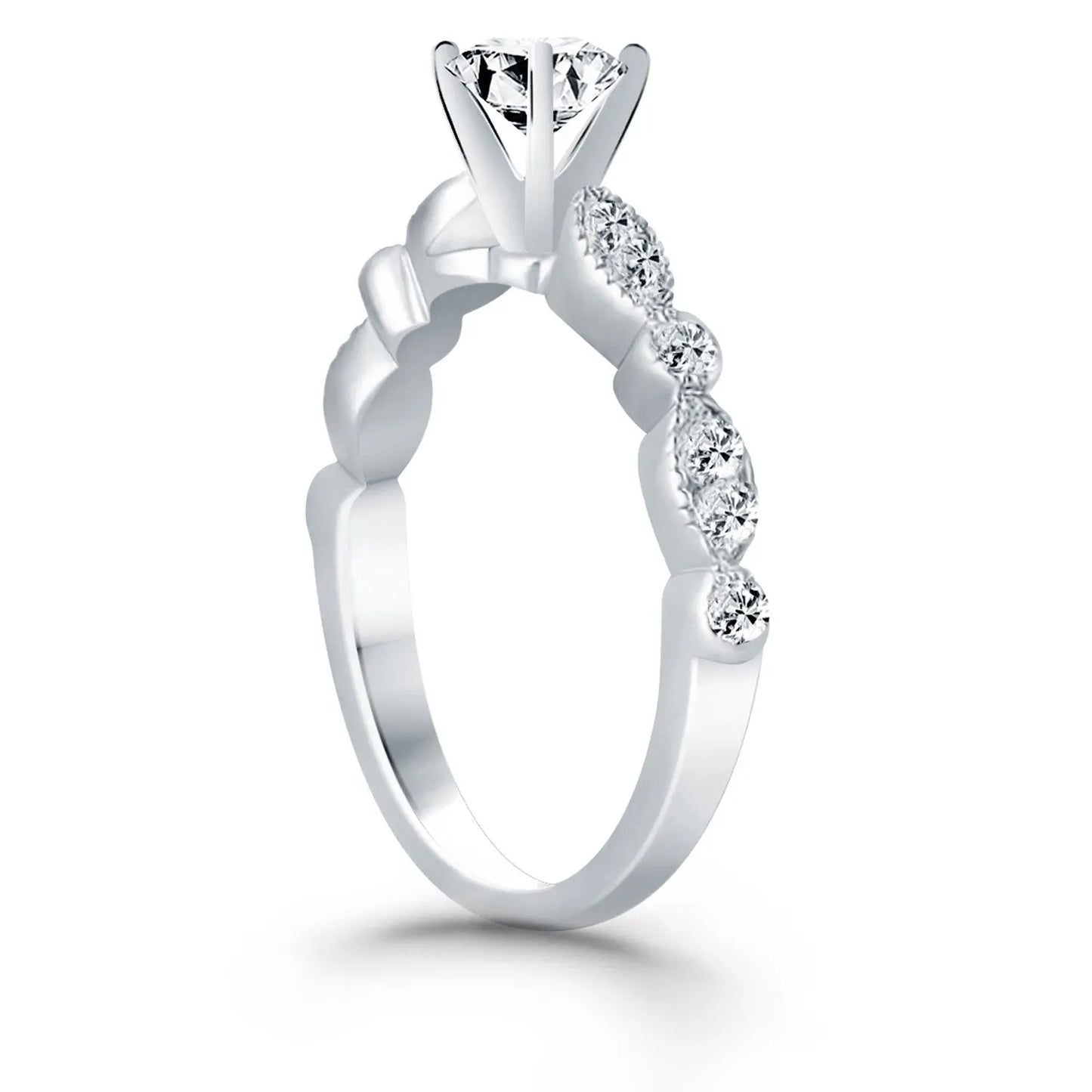 14k White Gold Fancy Shaped Diamond Engagement Ring RCJ Rings  CELESTIA LUXE JEWELLERS