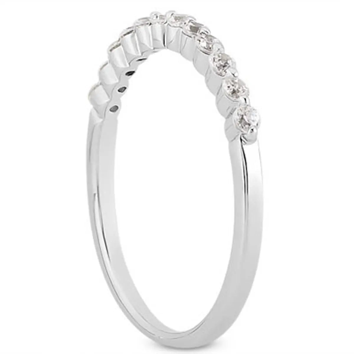 14k White Gold Floating Diamond Single Shared Prong Wedding Ring Band RCJ Rings  CELESTIA LUXE JEWELLERS