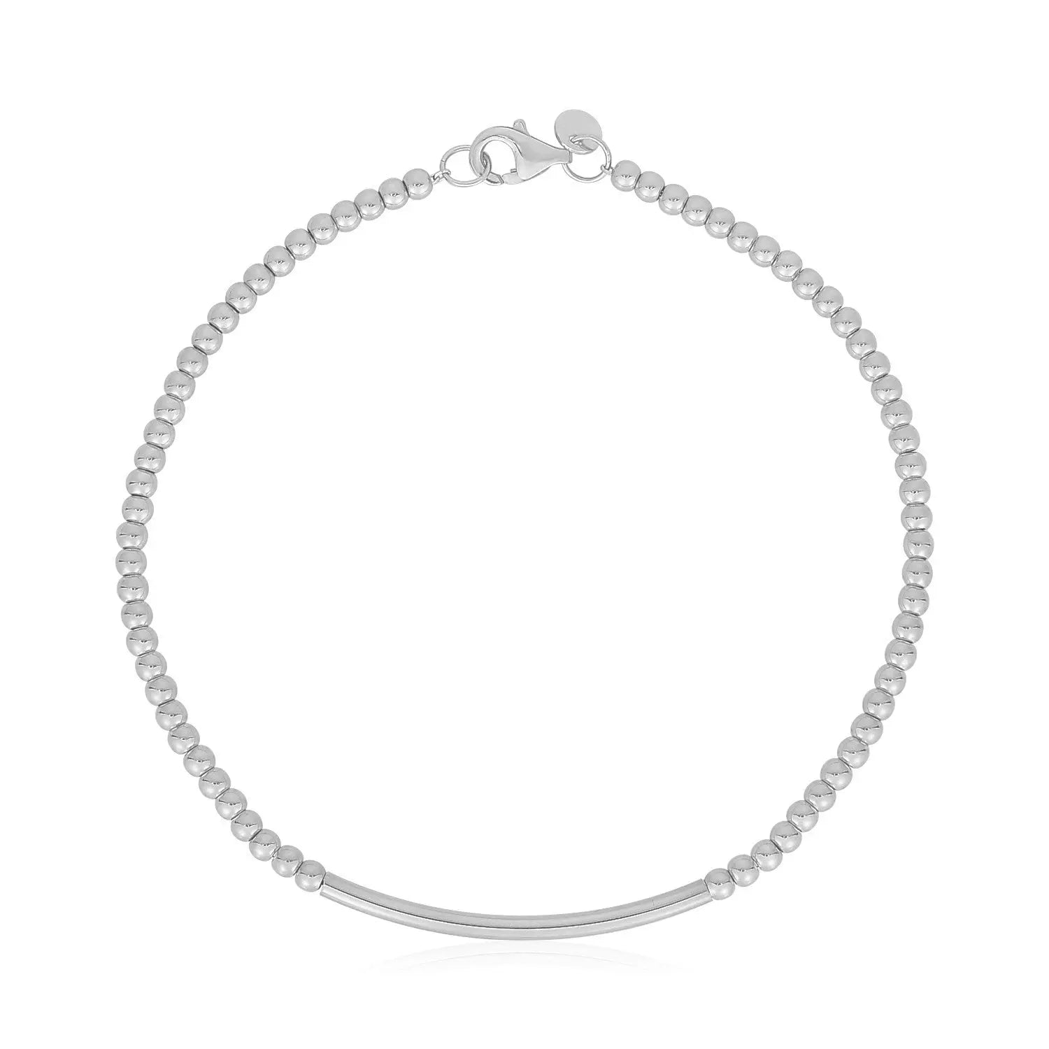 14k White Gold High Polish Bead Bar Bracelet (2.50 mm) RCJ Bracelets  CELESTIA LUXE JEWELLERS