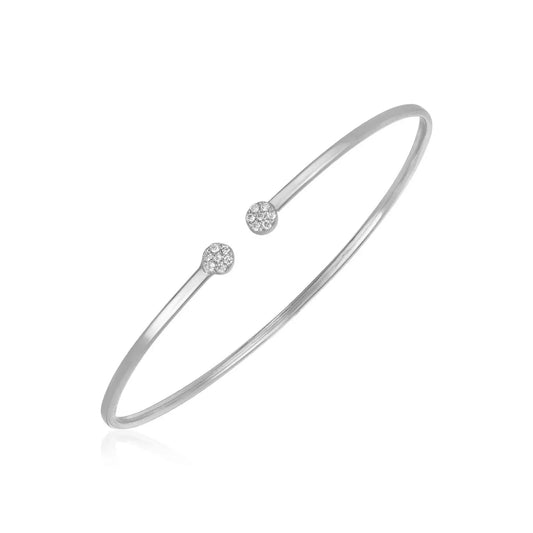 14k White Gold High Polish Diamond Cluster Bangle (2.00 mm) RCJ Bangles  CELESTIA LUXE JEWELLERS