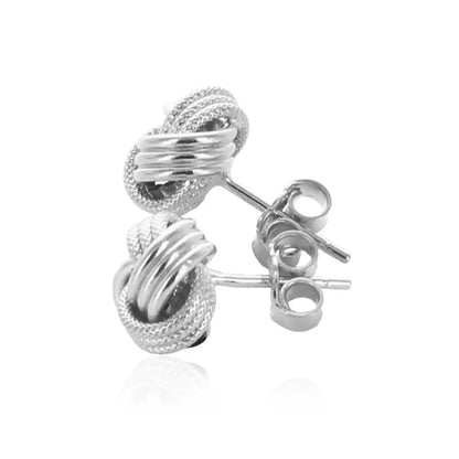 14k White Gold Love Knot with Ridge Texture Earrings RCJ Earrings  CELESTIA LUXE JEWELLERS