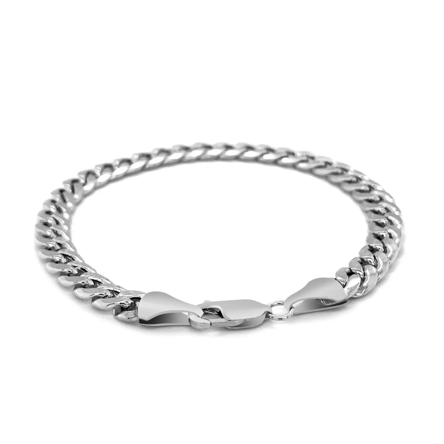 14k White Gold Miami Cuban Semi Solid Bracelet (7.00 mm) RCJ Bracelets  CELESTIA LUXE JEWELLERS