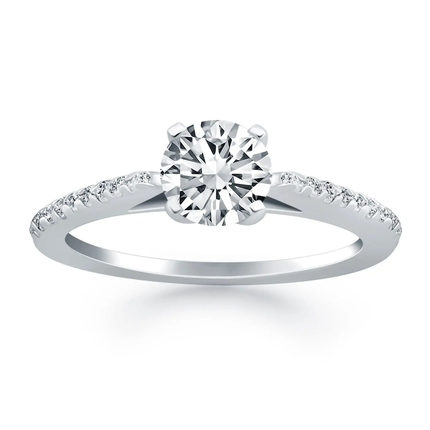 14k White Gold Micro Prong Diamond Cathedral Engagement Ring RCJ Rings  CELESTIA LUXE JEWELLERS
