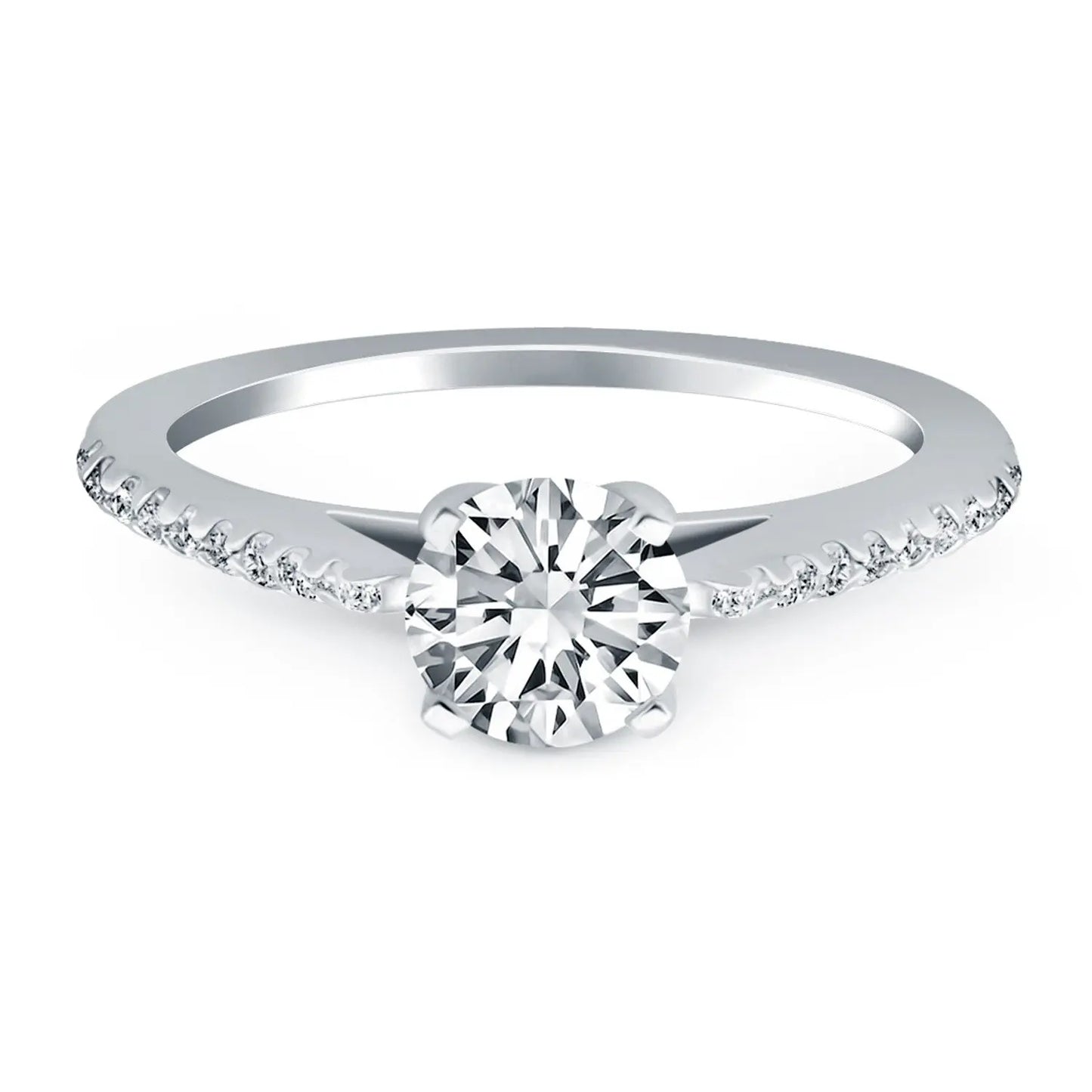 14k White Gold Micro Prong Diamond Cathedral Engagement Ring RCJ Rings  CELESTIA LUXE JEWELLERS