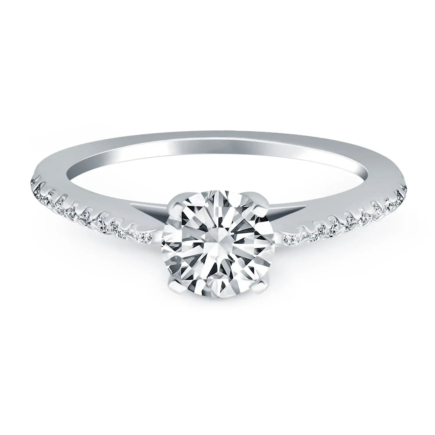 14k White Gold Micro Prong Diamond Cathedral Engagement Ring RCJ Rings  CELESTIA LUXE JEWELLERS