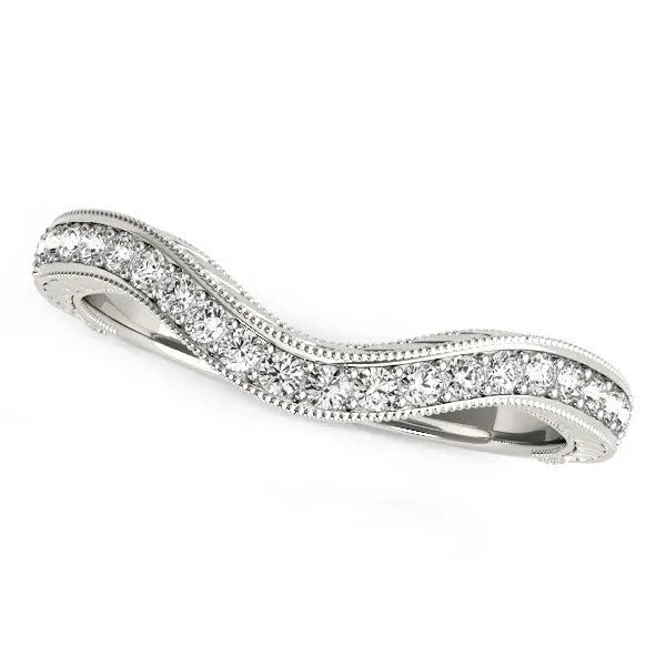 14k White Gold Milgrained Baroque Curved Diamond Wedding Ring (1/6 cttw) RCJ Rings  CELESTIA LUXE JEWELLERS