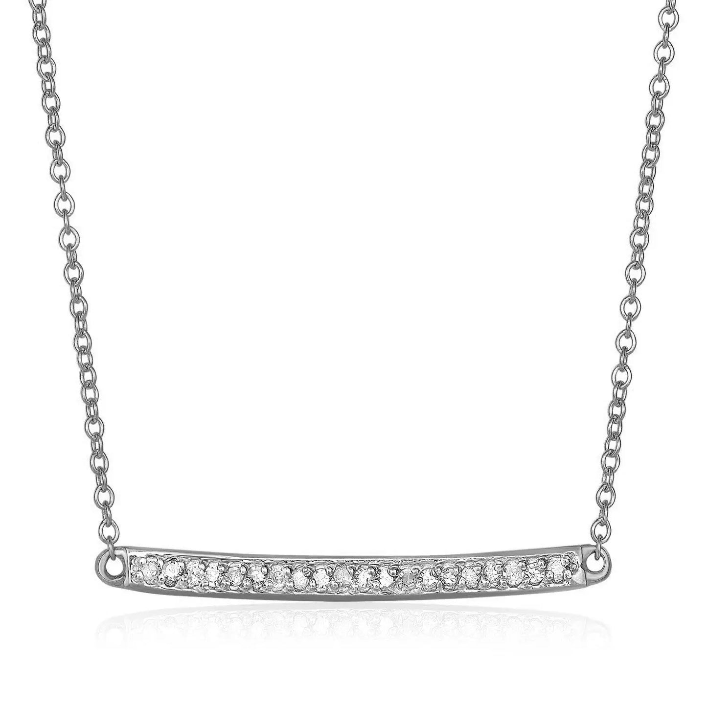 14k White Gold Necklace with Gold and Diamond Bar (1/10 cttw) RCJ Necklaces  CELESTIA LUXE JEWELLERS