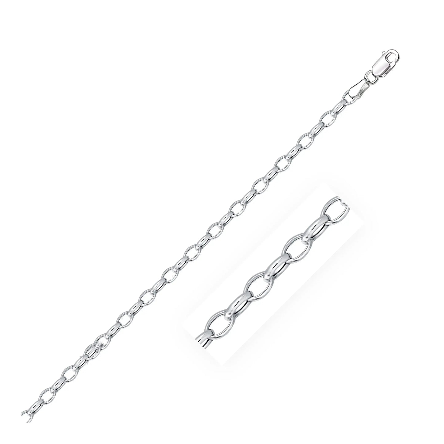 14k White Gold Oval Rolo Bracelet  (3.20 mm) RCJ Bracelets  CELESTIA LUXE JEWELLERS