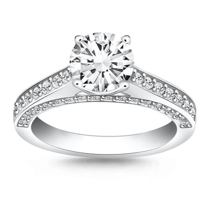 14k White Gold Pave Diamond Cathedral Engagement Ring RCJ Rings  CELESTIA LUXE JEWELLERS