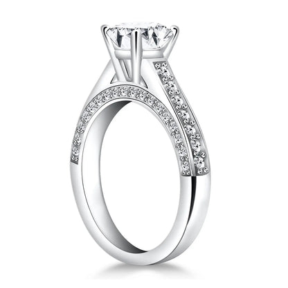 14k White Gold Pave Diamond Cathedral Engagement Ring RCJ Rings  CELESTIA LUXE JEWELLERS