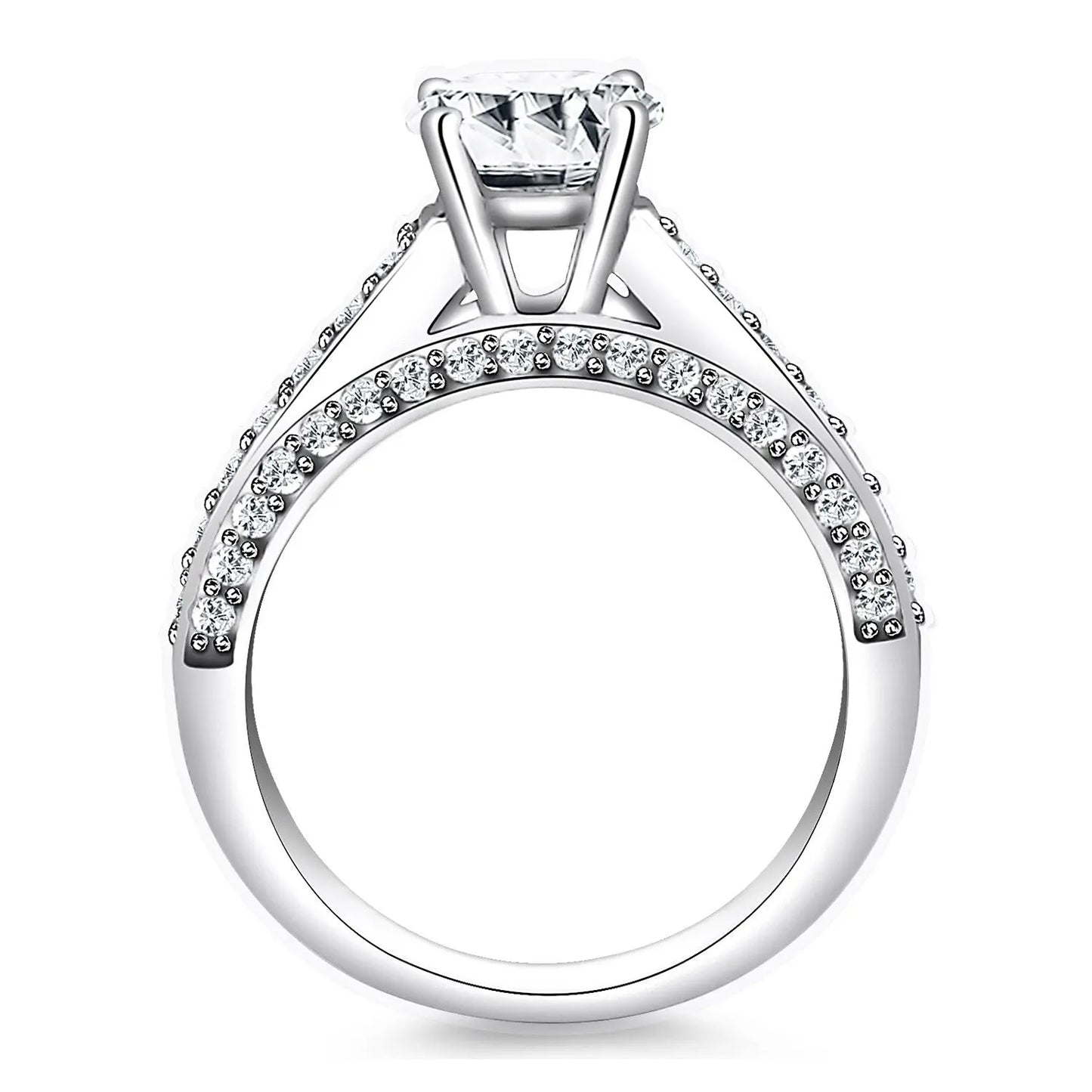14k White Gold Pave Diamond Cathedral Engagement Ring RCJ Rings  CELESTIA LUXE JEWELLERS