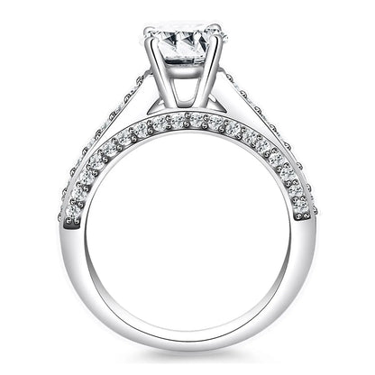 14k White Gold Pave Diamond Cathedral Engagement Ring RCJ Rings  CELESTIA LUXE JEWELLERS