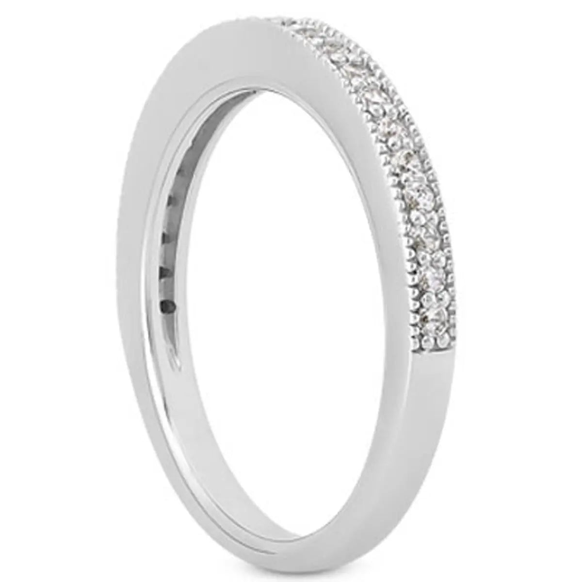 14k White Gold Pave Diamond Milgrain Wedding Ring Band Set 1/2 Around RCJ Rings  CELESTIA LUXE JEWELLERS
