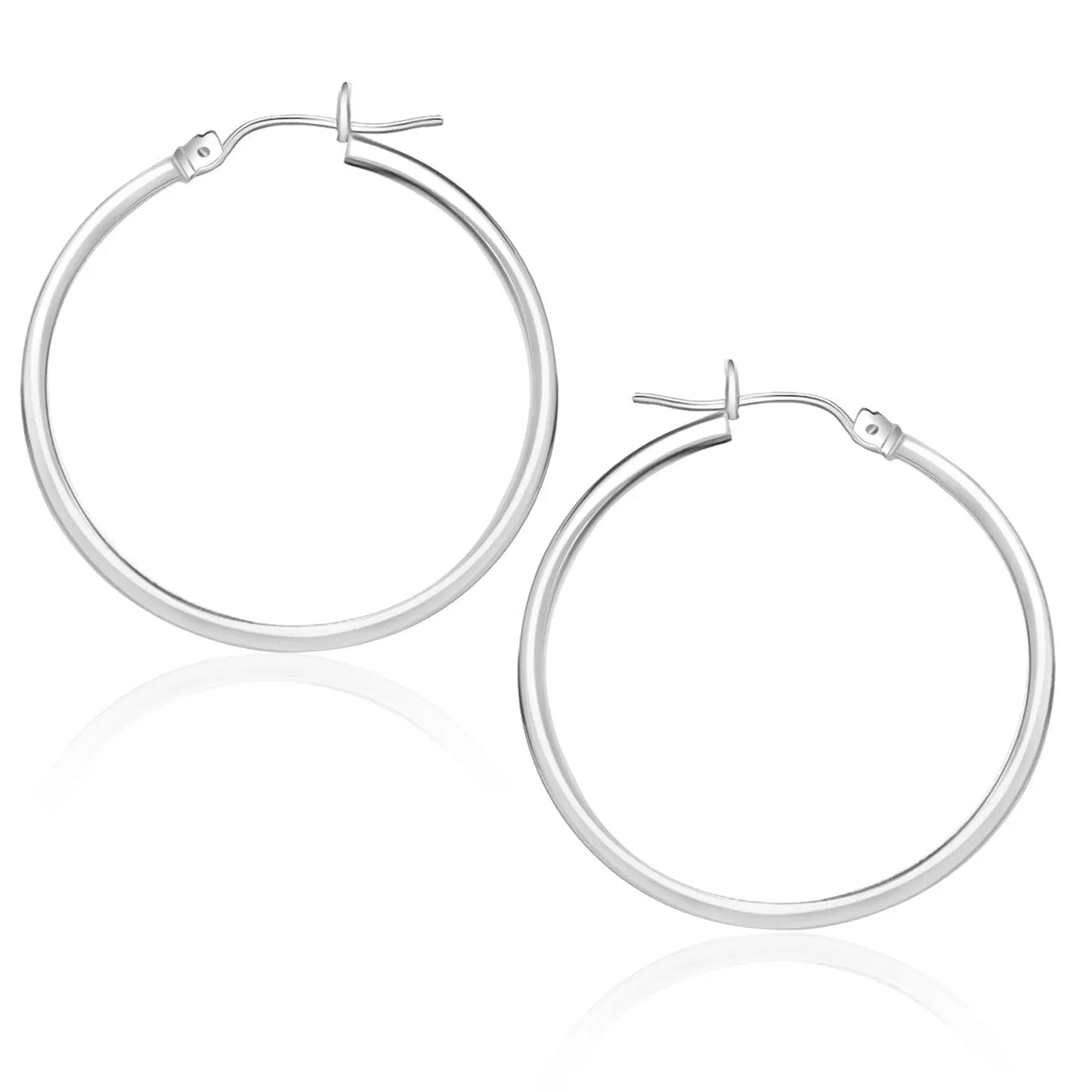 14k White Gold Polished Hoop Earrings (1.5x25mm) RCJ Earrings  CELESTIA LUXE JEWELLERS