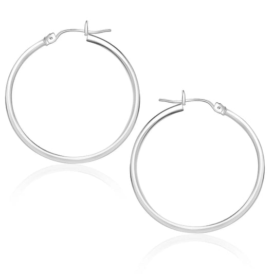 14k White Gold Polished Hoop Earrings (1.5x25mm) RCJ Earrings  CELESTIA LUXE JEWELLERS