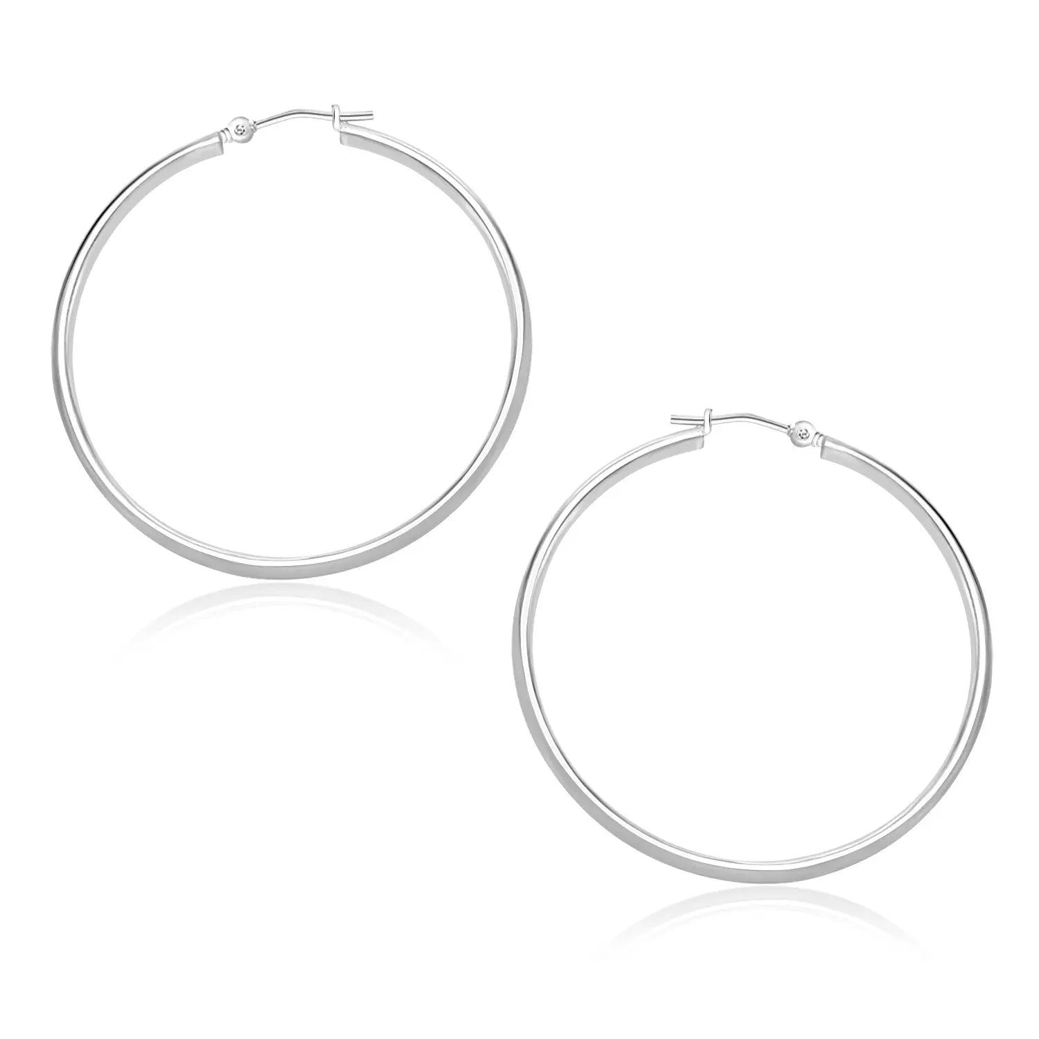 14k White Gold Polished Hoop Earrings (1.5x30mm) RCJ Earrings  CELESTIA LUXE JEWELLERS