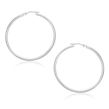 14k White Gold Polished Hoop Earrings (1.5x30mm) RCJ Earrings  CELESTIA LUXE JEWELLERS