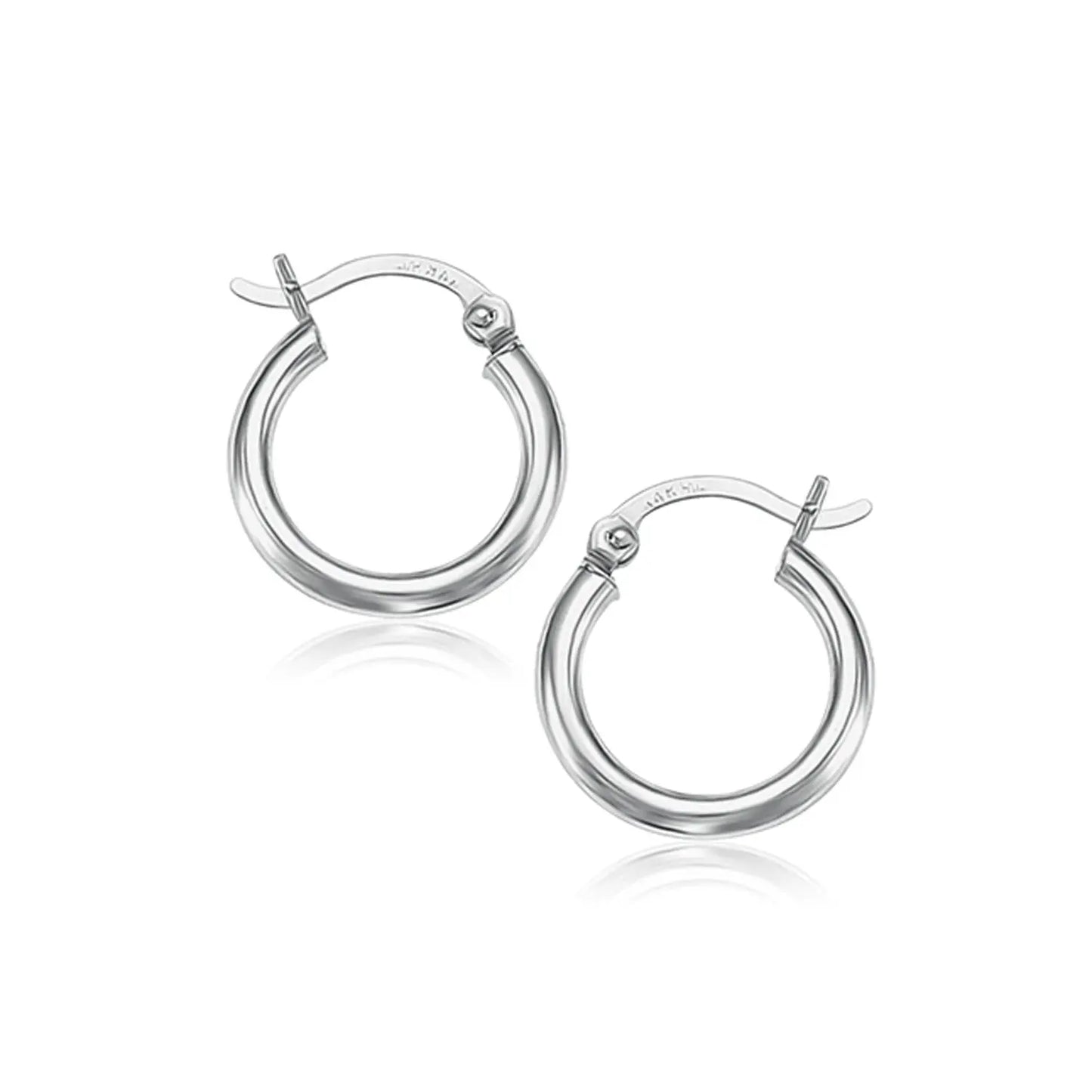 14k White Gold Polished Hoop Earrings (2x15mm) RCJ Earrings  CELESTIA LUXE JEWELLERS