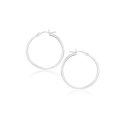 14k White Gold Polished Hoop Earrings (2x20mm) RCJ Earrings  CELESTIA LUXE JEWELLERS