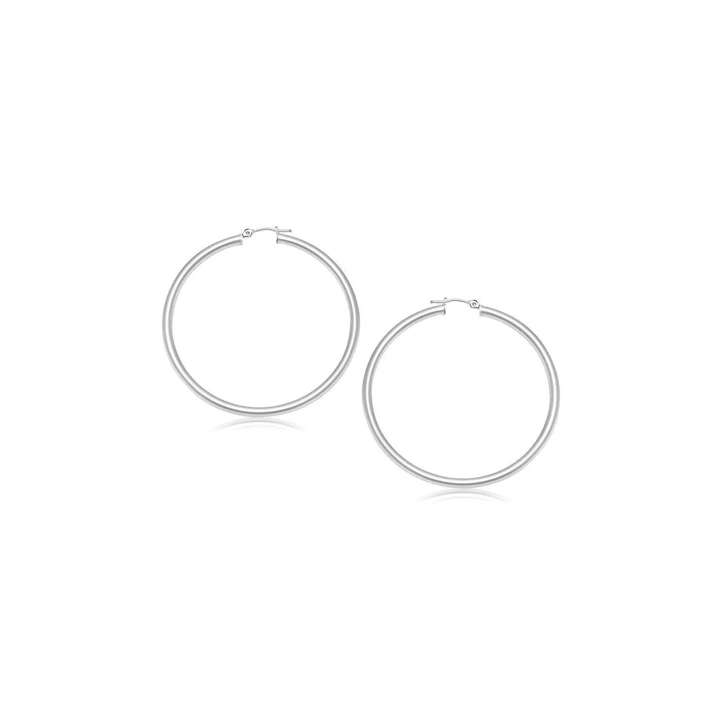 14k White Gold Polished Hoop Earrings (3x15mm) RCJ Earrings  CELESTIA LUXE JEWELLERS
