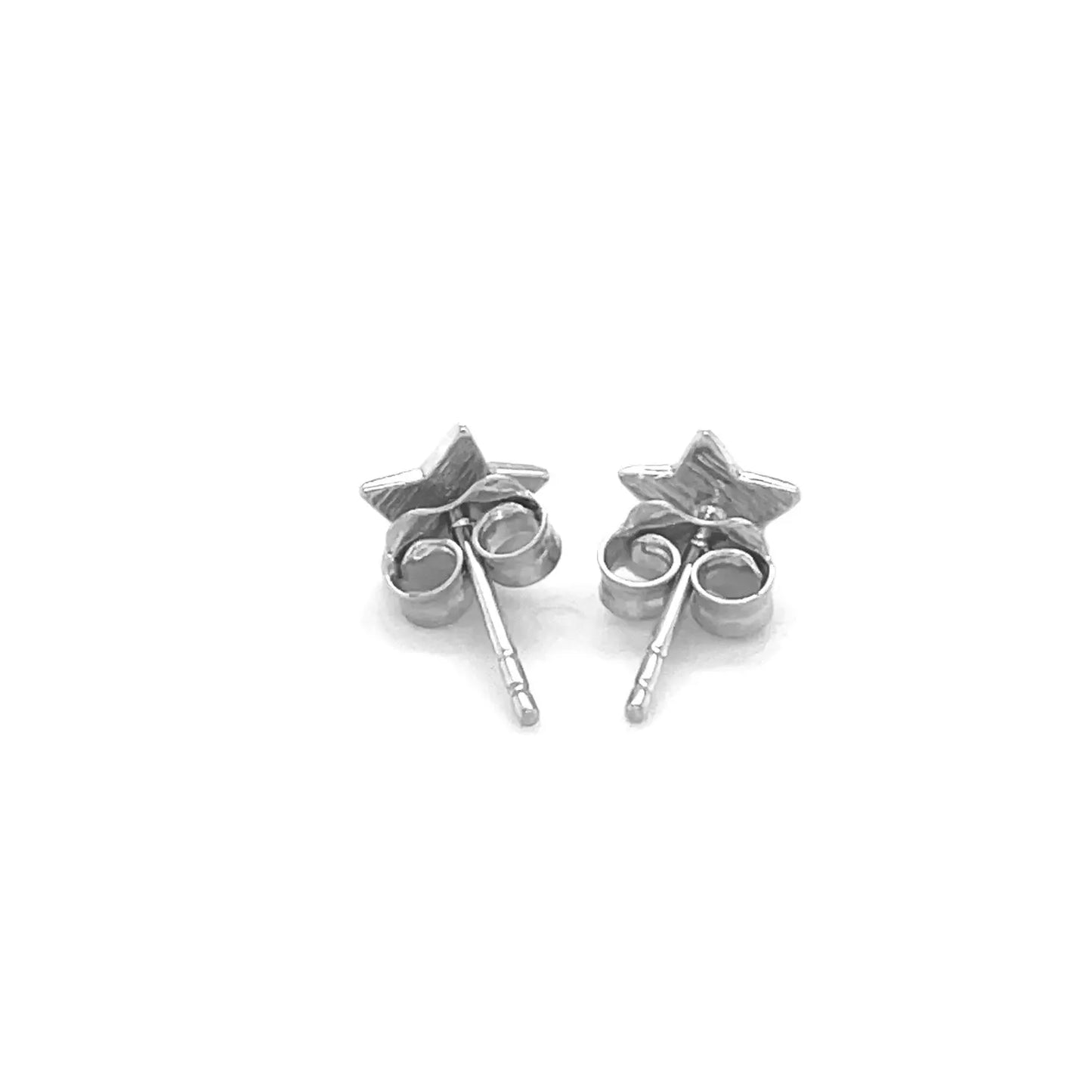 14k White Gold Post Earrings with Stars(6.5mm) RCJ Earrings  CELESTIA LUXE JEWELLERS