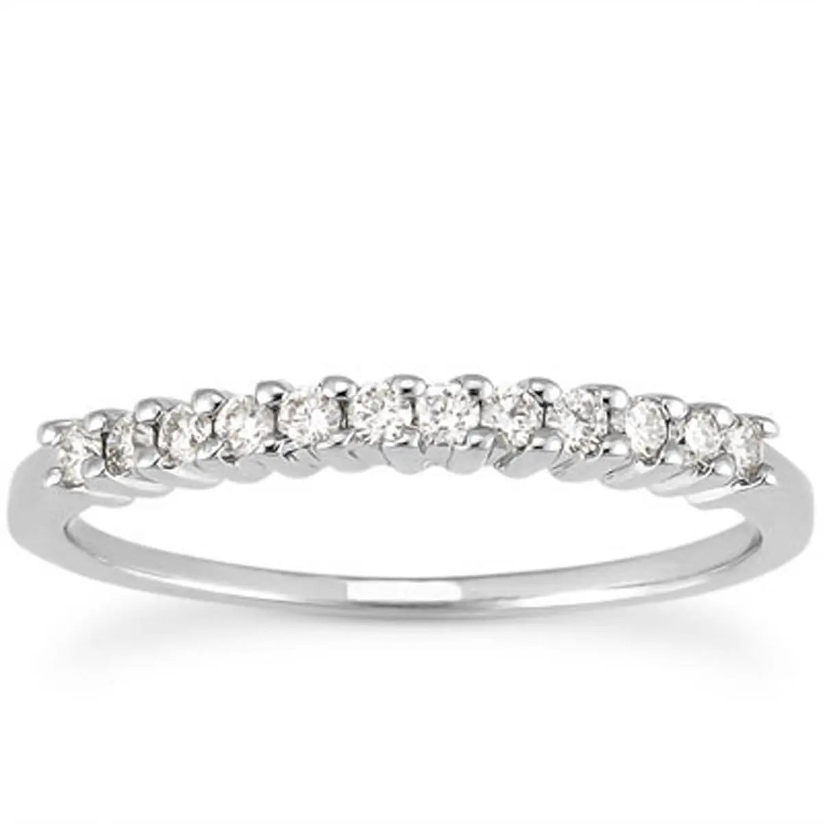 14k White Gold Raised Shared Prong Diamond Wedding Ring Band RCJ Rings  CELESTIA LUXE JEWELLERS