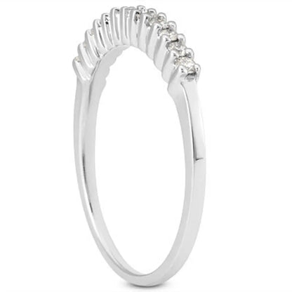 14k White Gold Raised Shared Prong Diamond Wedding Ring Band RCJ Rings  CELESTIA LUXE JEWELLERS