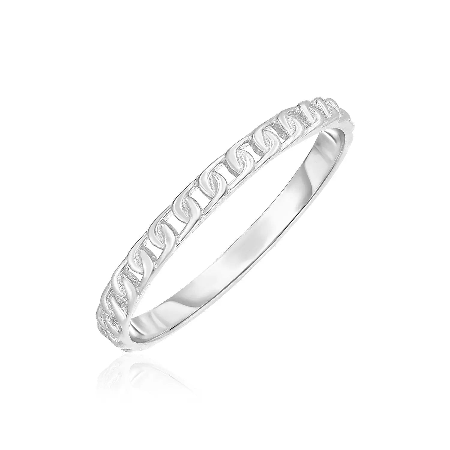 14k White Gold Ring with Bead Texture RCJ Rings  CELESTIA LUXE JEWELLERS