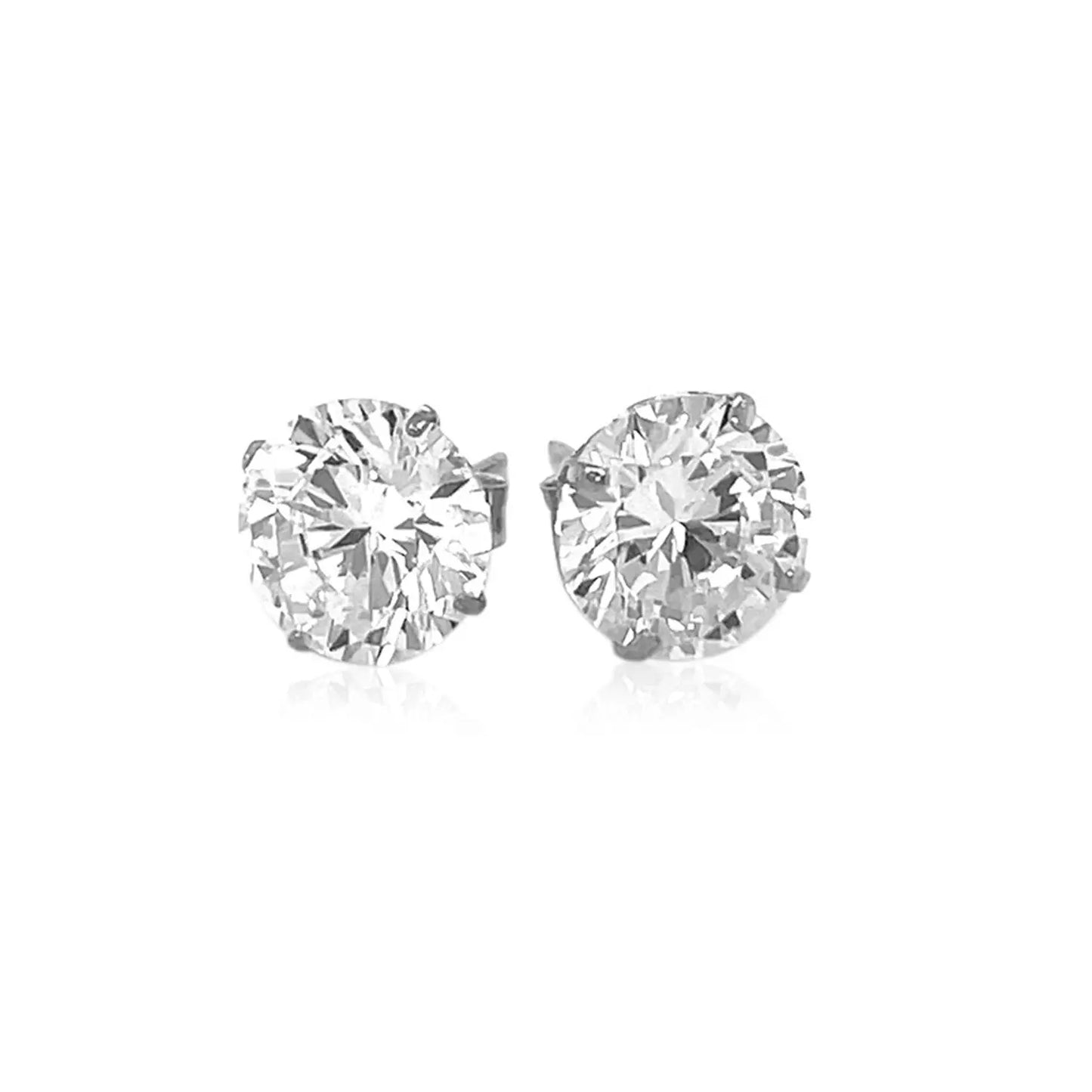14k White Gold Round CZ Stud Earrings(8mm) RCJ Earrings  CELESTIA LUXE JEWELLERS