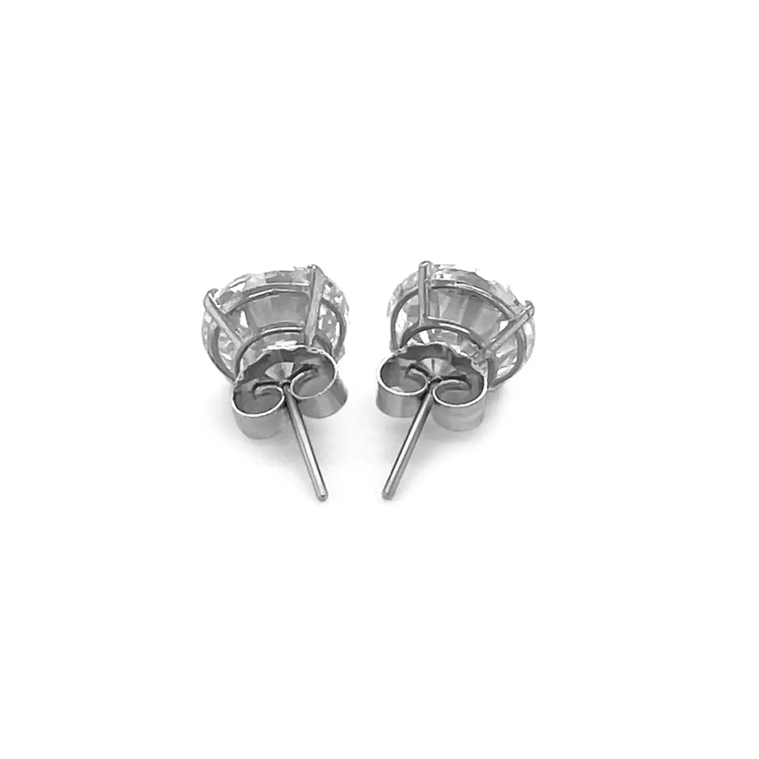 14k White Gold Round CZ Stud Earrings(8mm) RCJ Earrings  CELESTIA LUXE JEWELLERS