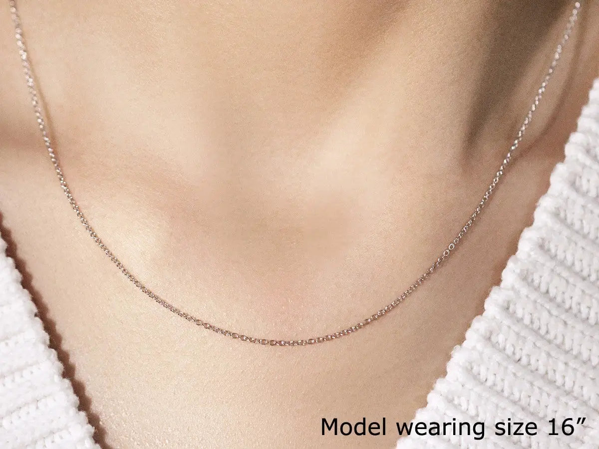 14k White Gold Round Cable Link Chain (1.10 mm) RCJ Chains  CELESTIA LUXE JEWELLERS