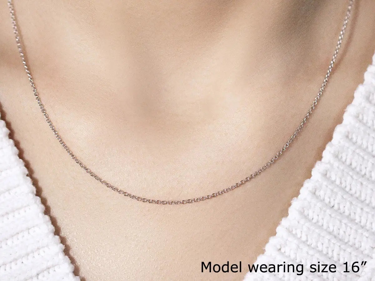 14k White Gold Round Cable Link Chain (1.30 mm) RCJ Chains  CELESTIA LUXE JEWELLERS