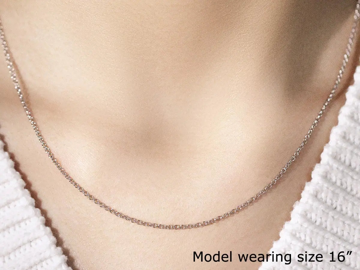 14k White Gold Round Cable Link Chain (1.50 mm) RCJ Chains  CELESTIA LUXE JEWELLERS