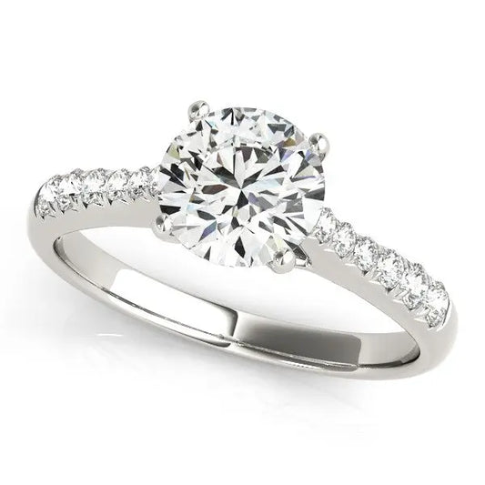 14k White Gold Round Cut Diamond Engagement Ring  (1 5/8 cttw) RCJ Rings  CELESTIA LUXE JEWELLERS