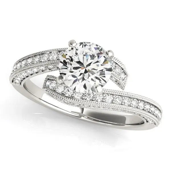 14k White Gold Round Diamond Bypass Style Engagement Ring (1 1/2 cttw) RCJ Rings  CELESTIA LUXE JEWELLERS
