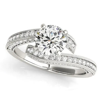 14k White Gold Round Diamond Bypass Style Engagement Ring (1 1/2 cttw) RCJ Rings  CELESTIA LUXE JEWELLERS