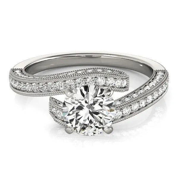 14k White Gold Round Diamond Bypass Style Engagement Ring (1 1/2 cttw) RCJ Rings  CELESTIA LUXE JEWELLERS