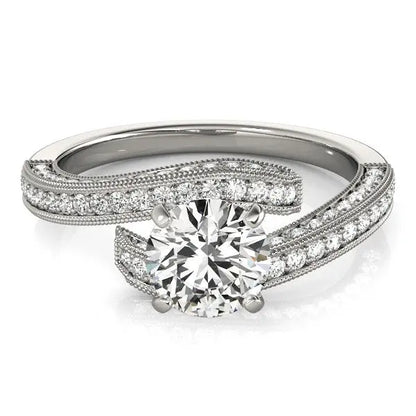 14k White Gold Round Diamond Bypass Style Engagement Ring (1 1/2 cttw) RCJ Rings  CELESTIA LUXE JEWELLERS