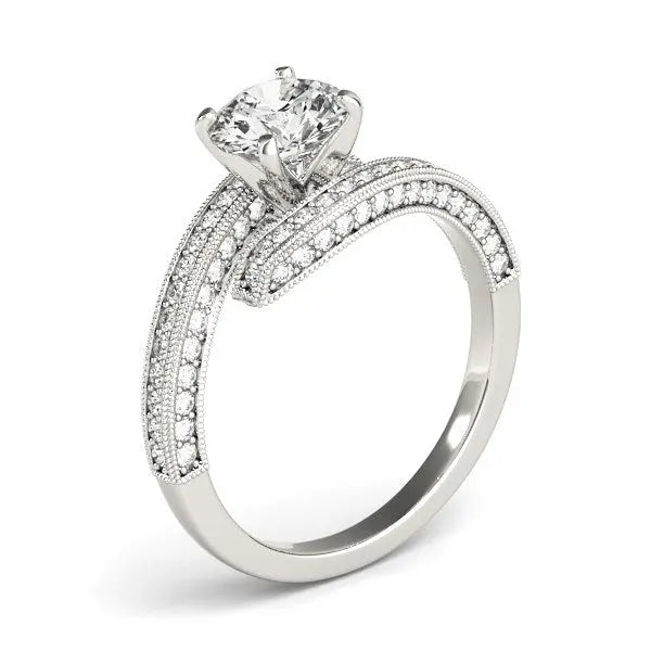 14k White Gold Round Diamond Bypass Style Engagement Ring (1 1/2 cttw) RCJ Rings  CELESTIA LUXE JEWELLERS