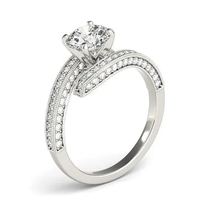 14k White Gold Round Diamond Bypass Style Engagement Ring (1 1/2 cttw) RCJ Rings  CELESTIA LUXE JEWELLERS