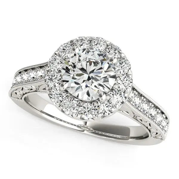 14k White Gold Round Diamond Engagement Ring with Stylish Shank (1 5/8 cttw) RCJ Rings  CELESTIA LUXE JEWELLERS