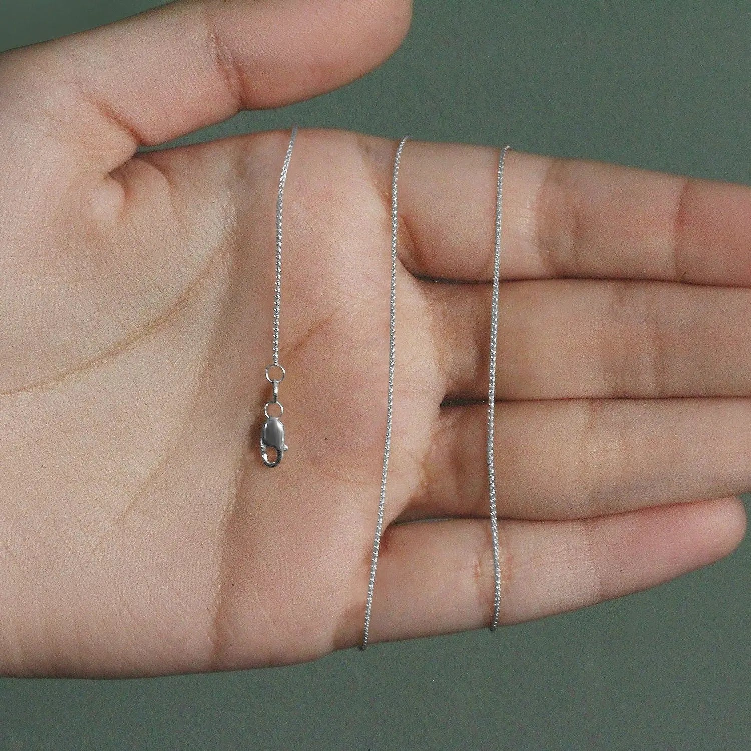14k White Gold Round Wheat Chain (0.80 mm) RCJ Chains  CELESTIA LUXE JEWELLERS