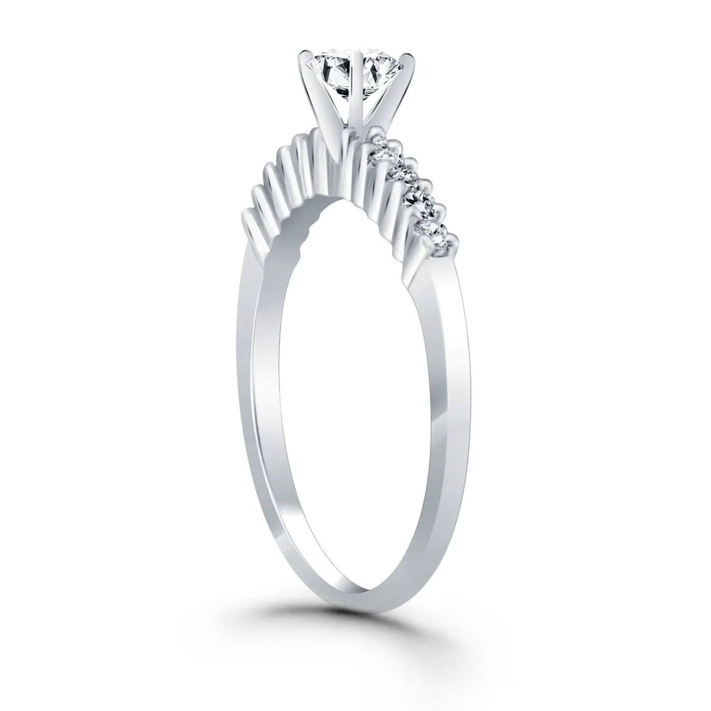14k White Gold Shared Prong Accent Diamond Engagement Ring RCJ Rings  CELESTIA LUXE JEWELLERS
