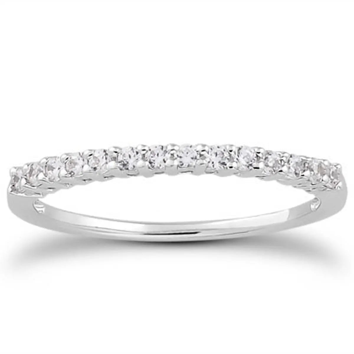 14k White Gold Shared Prong Diamond Wedding Ring Band with Airline Gallery RCJ Rings  CELESTIA LUXE JEWELLERS