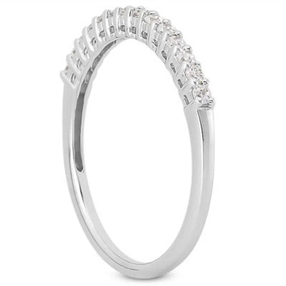 14k White Gold Shared Prong Diamond Wedding Ring Band with Airline Gallery RCJ Rings  CELESTIA LUXE JEWELLERS