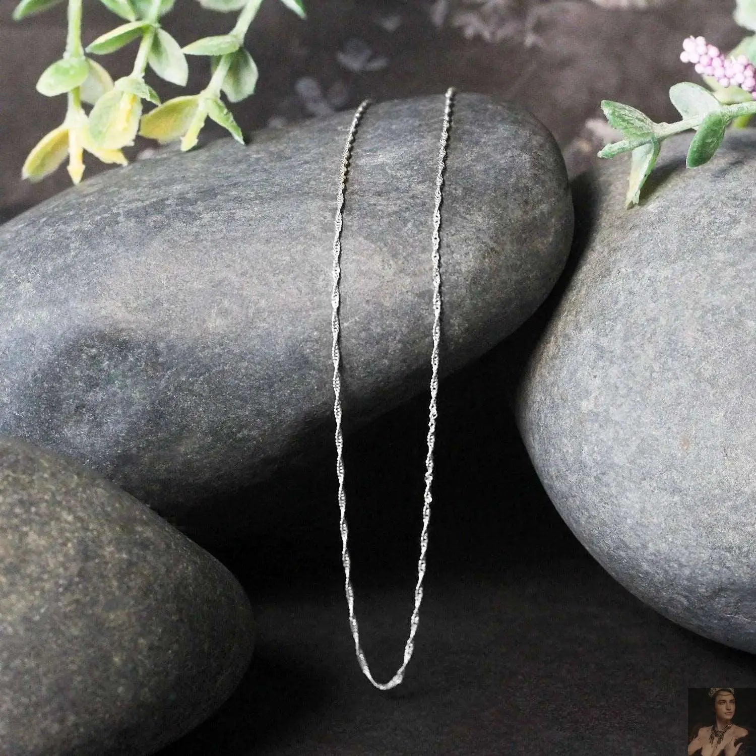 14k White Gold Singapore Chain 0.8mm (0.81 mm) RCJ Chains  CELESTIA LUXE JEWELLERS