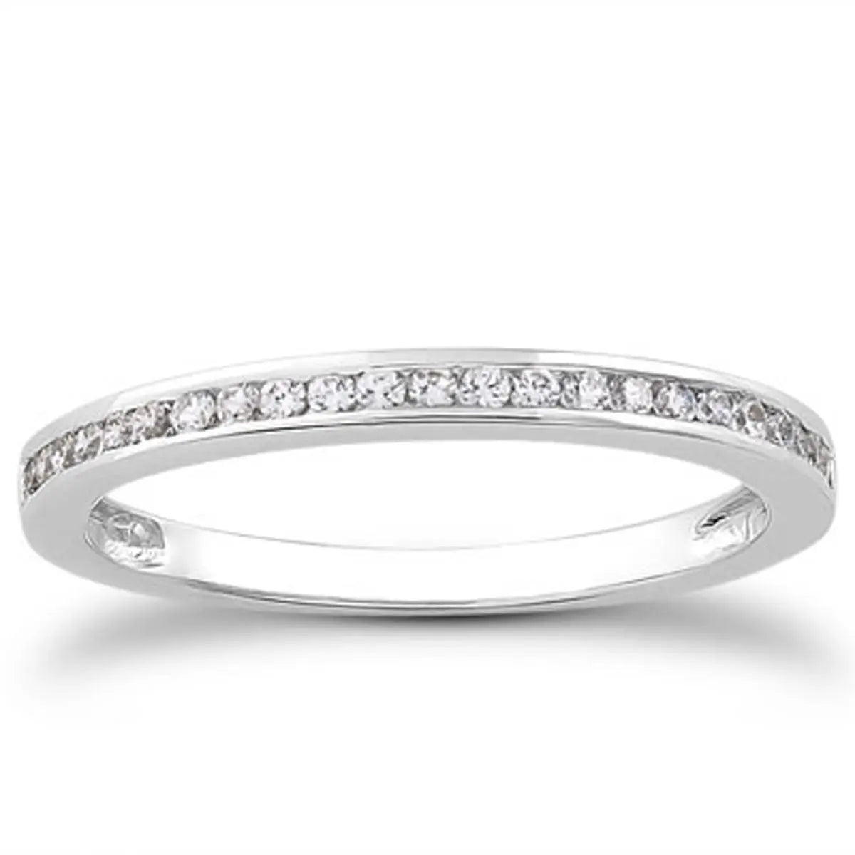 14k White Gold Slender Channel Set Diamond Wedding Ring Band Set 1/2 Around RCJ Rings  CELESTIA LUXE JEWELLERS