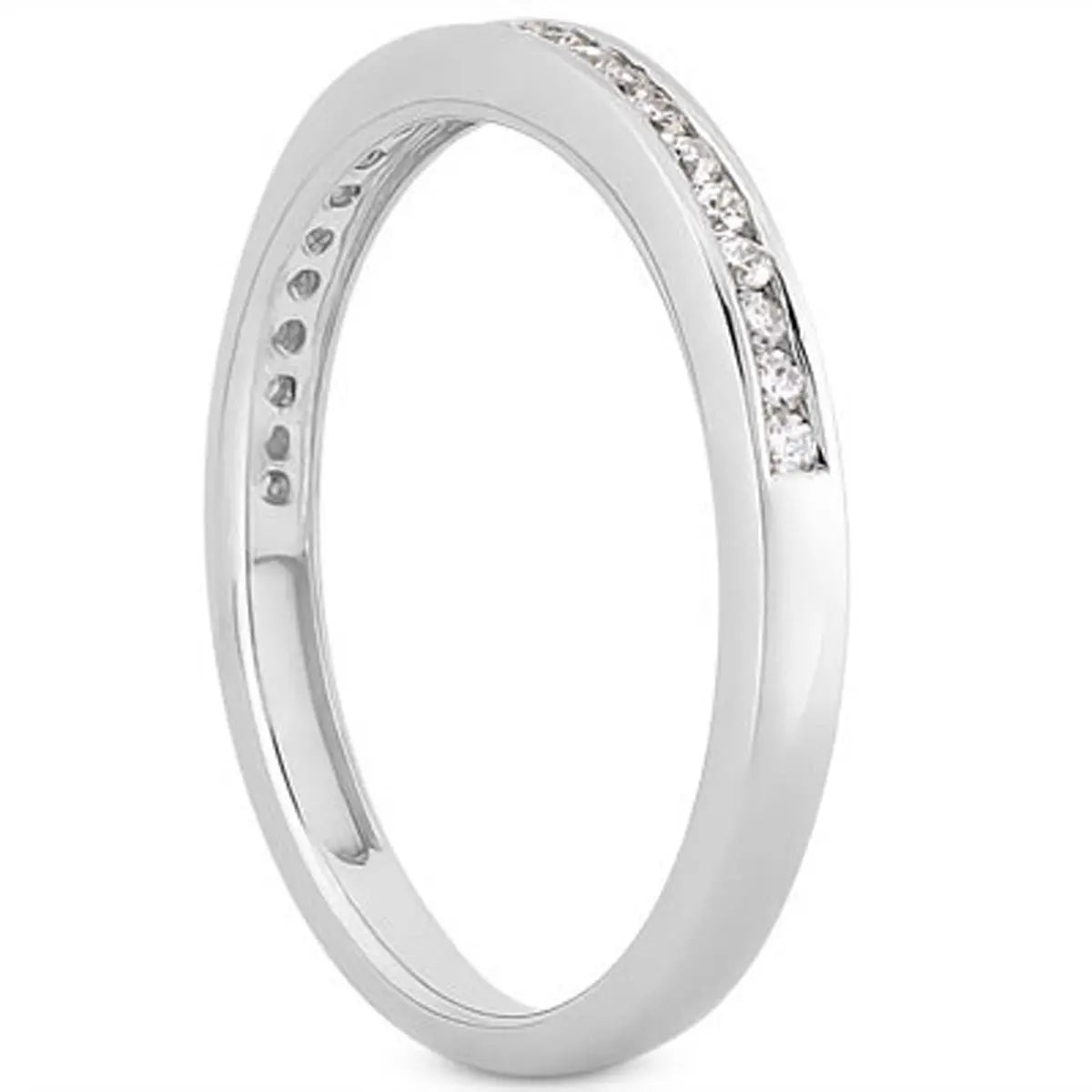 14k White Gold Slender Channel Set Diamond Wedding Ring Band Set 1/2 Around RCJ Rings  CELESTIA LUXE JEWELLERS
