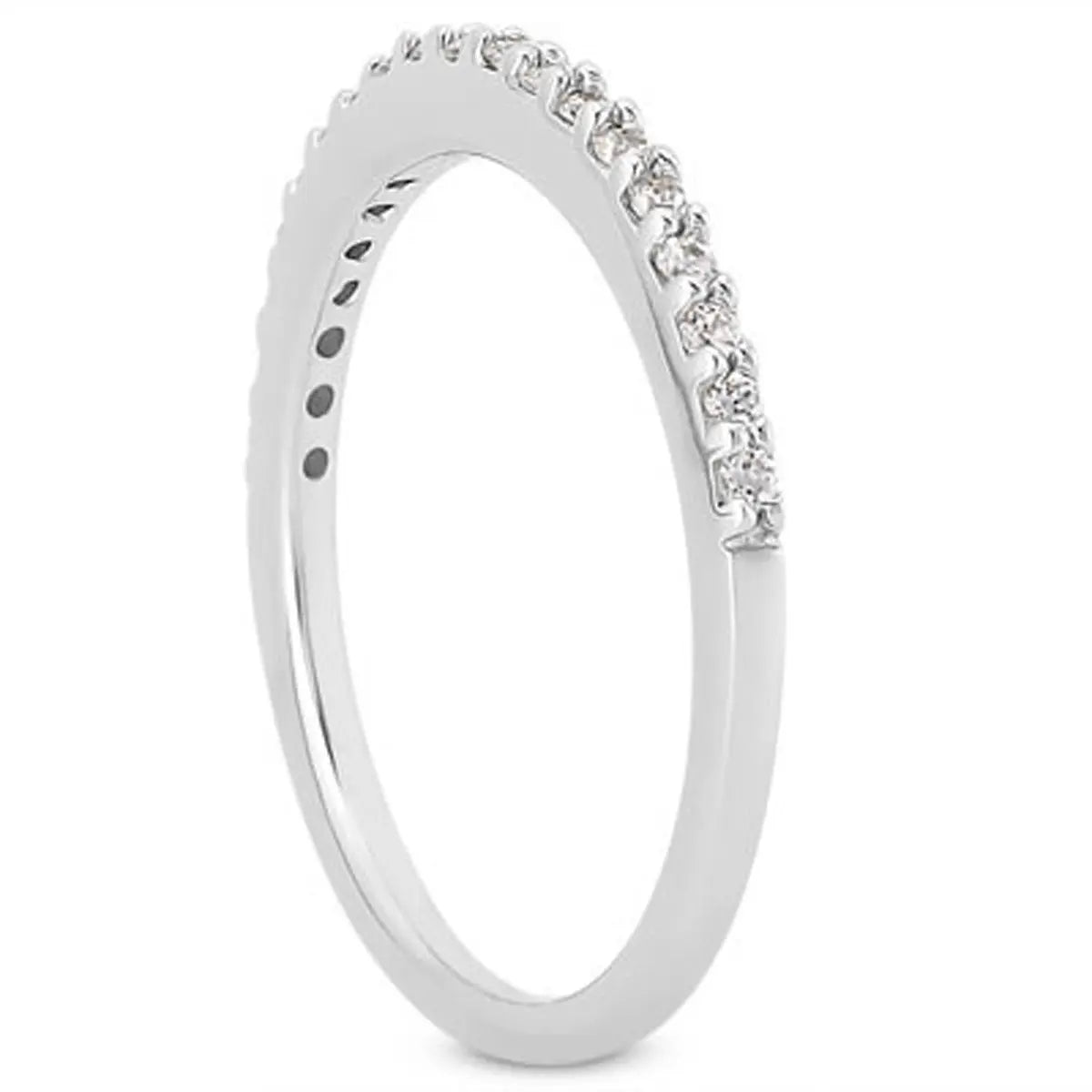 14k White Gold Slim Profile Diamond Micro Prong Diamond Wedding Ring Band RCJ Rings  CELESTIA LUXE JEWELLERS